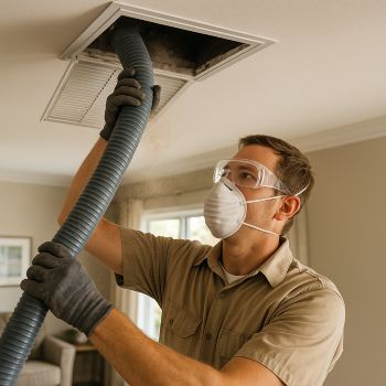 Professional air duct cleaning technician